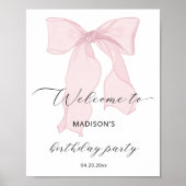 Elegant roze boog verjaardagsfeest welkom poster (Voorkant)