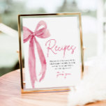 Elegant Roze Boog Ze is Tying the Knot Recepten Si Poster<br><div class="desc">Voeg een vleugje verfijning toe aan je vrijgezellenfeest met onze Elegant Pink Bow She's Tying the Knot Recipes Sign. Met een charmant roze strikontwerp is dit bord perfect voor het weergeven van gekoesterde recepten van vrienden en familie. Laat uw gasten hun favoriete gerechten en welwensen voor de aanstaande bruid delen,...</div>