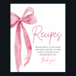 Elegant Roze Boog Ze is Tying the Knot Recepten Si Poster<br><div class="desc">Voeg een vleugje verfijning toe aan je vrijgezellenfeest met onze Elegant Pink Bow She's Tying the Knot Recipes Sign. Met een charmant roze strikontwerp is dit bord perfect voor het weergeven van gekoesterde recepten van vrienden en familie. Laat uw gasten hun favoriete gerechten en welwensen voor de aanstaande bruid delen,...</div>