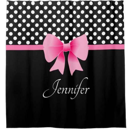 Elegant roze boog zwart-wit patroon douchegordijn (Voorkant)