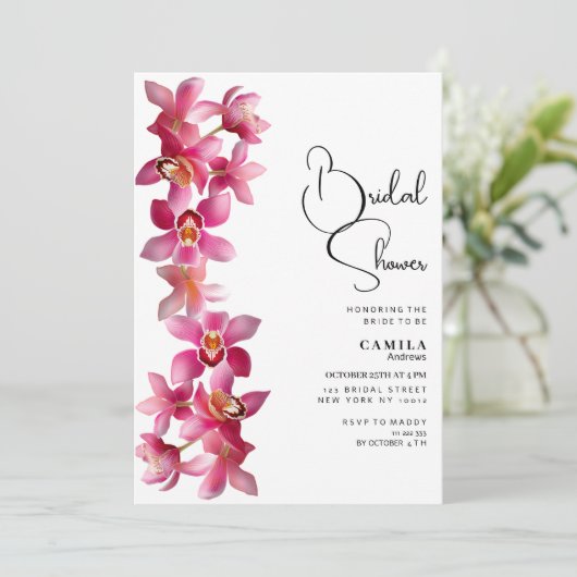 Elegant roze bordeaux orchideeën bloem Vrijgezelle Kaart (Staand voorkant)