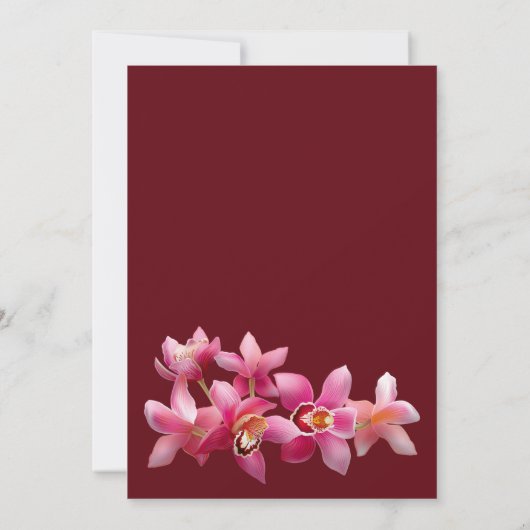 Elegant roze bordeaux orchideeën bloem Vrijgezelle Kaart (Achterkant)