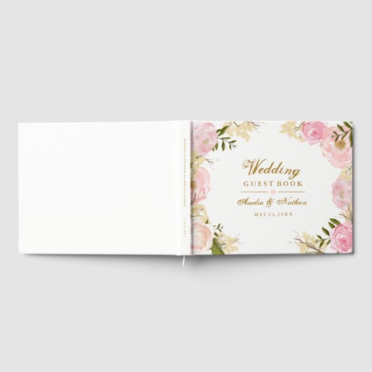 Elegant roze botanische bruiloft gastenboek (Volledig)