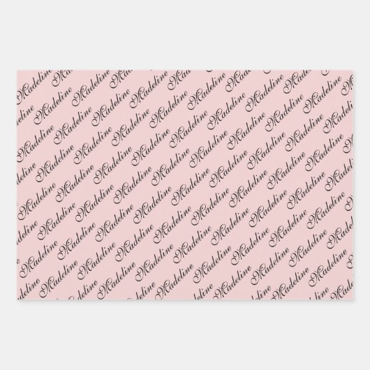 Elegant Roze Bourgondië Bloemen Naam Script Inpakpapier Vel (Voorkant 2)