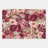 Elegant Roze Bourgondië Bloemen Naam Script Inpakpapier Vel (Voorkant)