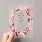 Elegant roze, Bourgondië, Champagne Bloemen bruilo Acryl Uitnodigingen (Insitu (Draagbaar))