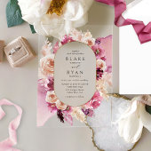 Elegant roze, Bourgondië, Champagne Bloemen bruilo Acryl Uitnodigingen