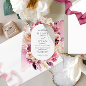 Elegant roze, Bourgondië, Champagne Bloemen bruilo Acryl Uitnodigingen