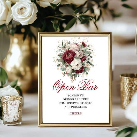 Elegant Roze Bourgondië Open Bar 8x10 Bord Poster