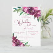 Elegant roze Bourgundy Floral Moderne Wedding Show Kaart (Staand voorkant)