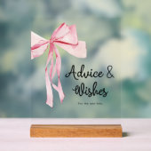 Elegant Roze Bow Advies & Wensen Vrijgezellenfeest Acryl Bord (Neutraal)