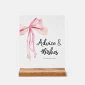 Elegant Roze Bow Advies & Wensen Vrijgezellenfeest Acryl Bord (Voorkant)