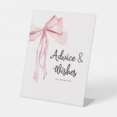 Elegant Roze Bow Advies & Wensen Vrijgezellenfeest Reclamebord Met Voetstuk (Voorkant)