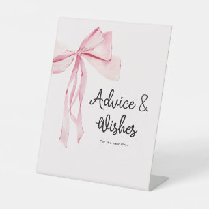 Elegant Roze Bow Advies & Wensen Vrijgezellenfeest Reclamebord Met Voetstuk