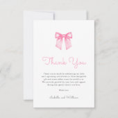 Elegant Roze Bow Baby shower Bedankkaart (Voorkant)