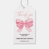 Elegant Roze Bow Baby shower Cadeaulabel (Voorkant)