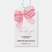 Elegant Roze Bow Baby shower Cadeaulabel (Voorkant)