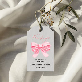 Elegant Roze Bow Baby shower Cadeaulabel