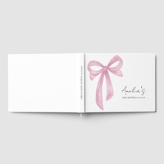 Elegant Roze Bow Baby shower Gastenboek (Volledig)