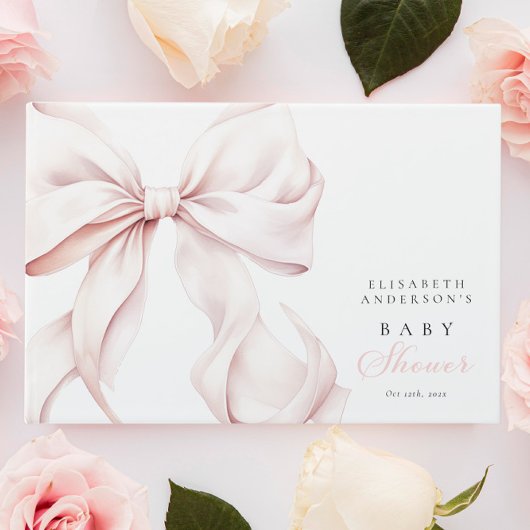 Elegant Roze Bow Baby shower Gastenboek