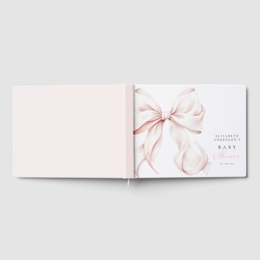 Elegant Roze Bow Baby shower Gastenboek (Volledig)