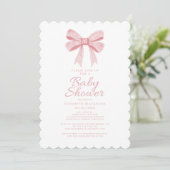 Elegant Roze Bow Baby shower Girly Gingham Check Kaart (Staand voorkant)