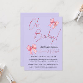 Elegant Roze Bow Baby shower Invitation Kaart