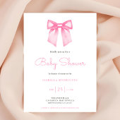 Elegant Roze Bow Baby shower Invitation Kaart