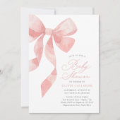 Elegant Roze Bow Baby shower Kaart (Voorkant)
