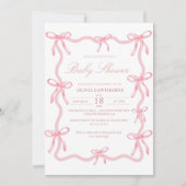 Elegant Roze Bow Baby shower Kaart (Voorkant)