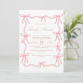Elegant Roze Bow Baby shower Kaart (Staand voorkant)