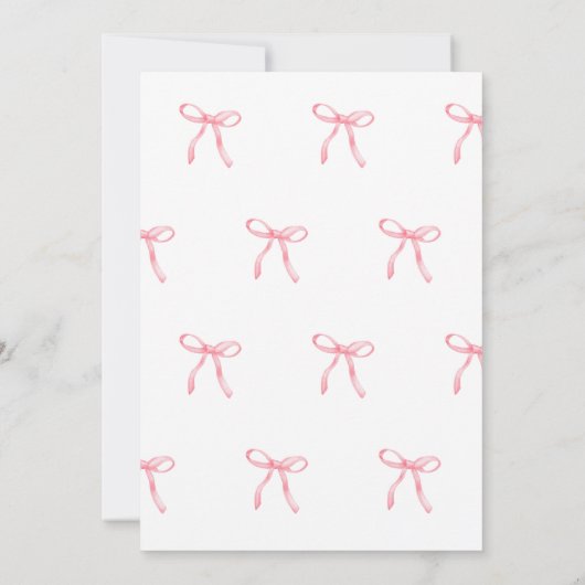 Elegant Roze Bow Baby shower Kaart (Achterkant)