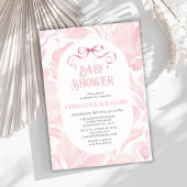 Elegant Roze Bow Baby shower Kaart