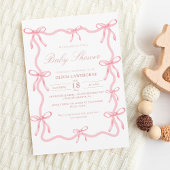 Elegant Roze Bow Baby shower Kaart
