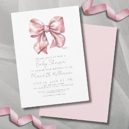 Elegant Roze Bow Baby shower Kaart
