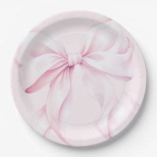 Elegant Roze Bow Baby shower Papieren Bordje