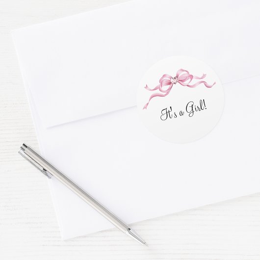 Elegant Roze Bow Baby shower Ronde Sticker