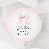 Elegant Roze Bow Baby shower Ronde Sticker