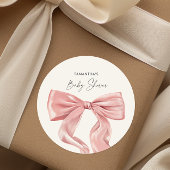 Elegant Roze Bow Baby shower Ronde Sticker