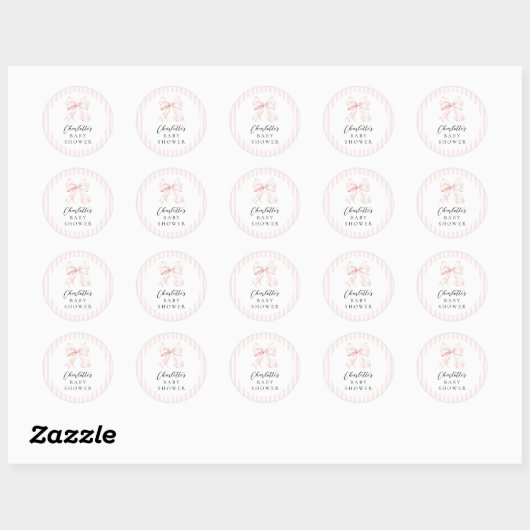 Elegant Roze Bow Baby shower Ronde Sticker (Vel)