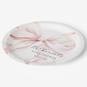 Elegant Roze Bow Baby Vrijgezellenfeest Papieren Bordje (Gekanteld)