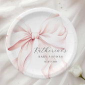 Elegant Roze Bow Baby Vrijgezellenfeest Papieren Bordje