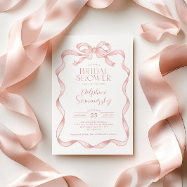 Elegant Roze Bow Blush Ribbon Vrijgezellenfeest Kaart