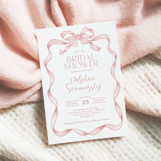 Elegant Roze Bow Blush Ribbon Vrijgezellenfeest Kaart