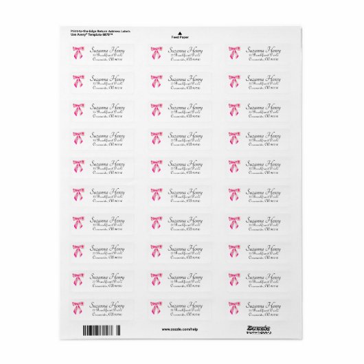 Elegant Roze Bow Classy Handschrift Etiket (Full Sheet)
