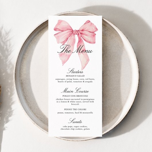 Elegant Roze Bow Douche Menu