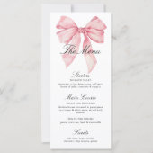Elegant Roze Bow Douche Menu (Voorkant)