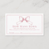 Elegant Roze Bow Girl Baby shower Hoeveel Bogen Informatiekaartje (Voorkant)