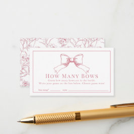 Elegant Roze Bow Girl Baby shower Hoeveel Bogen Informatiekaartje