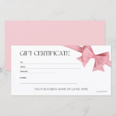 Elegant Roze Bow Logo Cadeaubon (Voorkant / Achterkant)